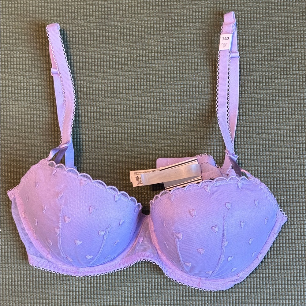 Victoria's Secret Light Purple Heart Embroidered Bra